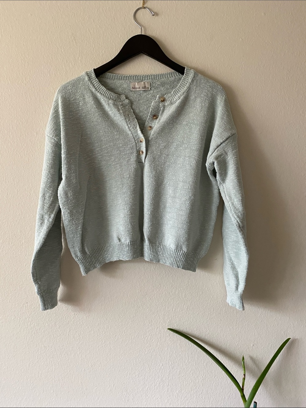 Women's Light Seafoam Green Cotton Sweater